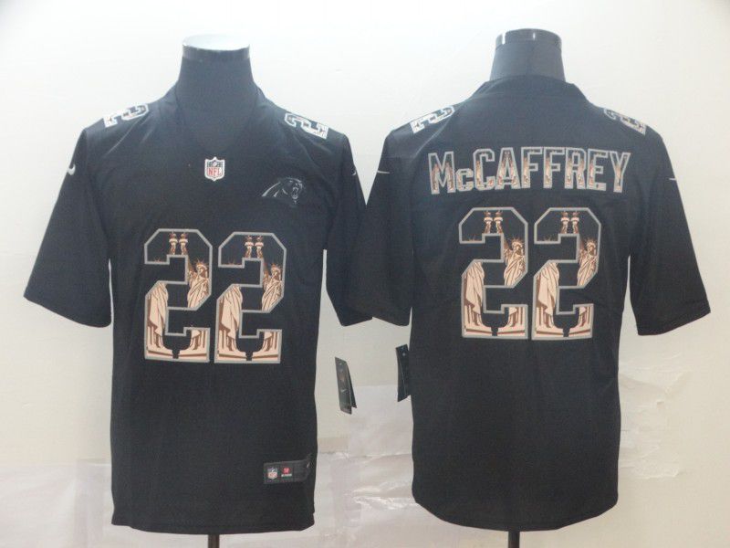 Men Carolina Panthers #22 Mccaffrey Black Goddess fashion Edition Nike NFL Jerseys->san francisco 49ers->NFL Jersey